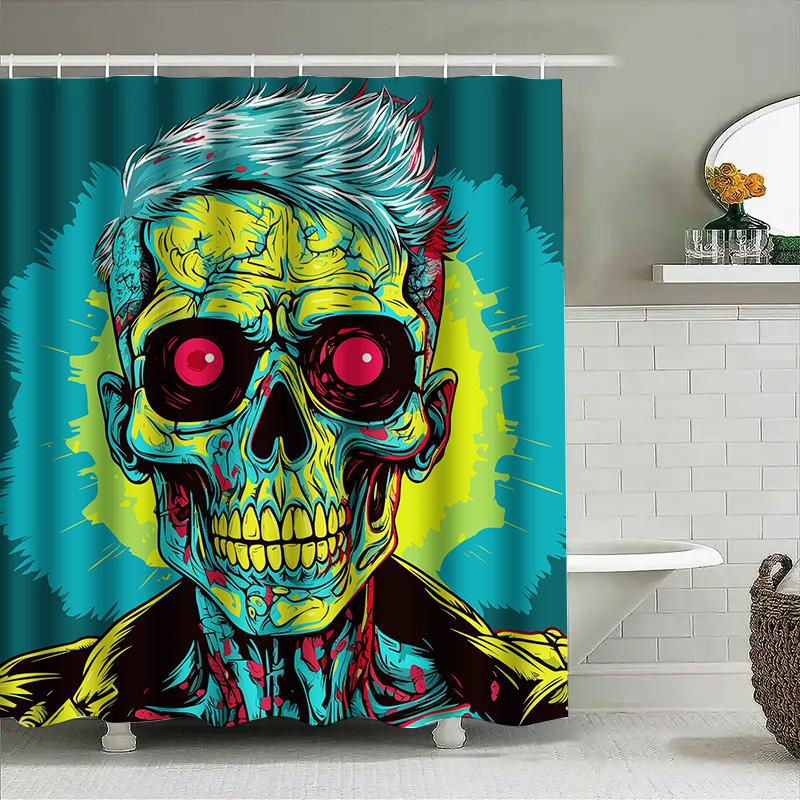 

Tuniu Psychedelic Skull Shower Curtain Cool Zombie Art Bathroom Decor Funny Horror Gift Idea W60H190(CM)-1 Pcs