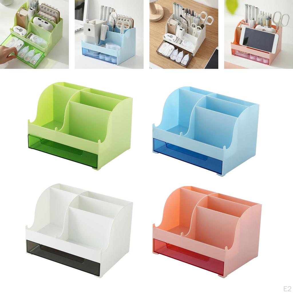 Box, Stationery Organizer, with Drawer Container Pen Holder Case Desk Bedroom Dresser