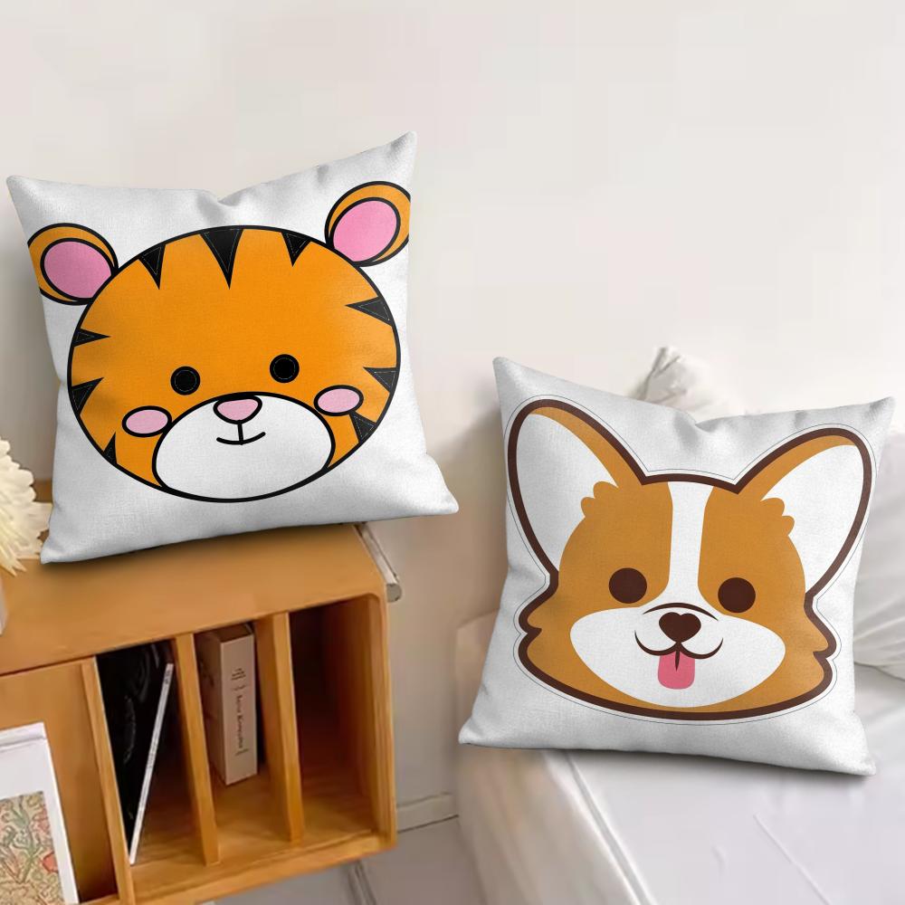 Cartoon Animal Child Kids Cushion Cover Silky Short Plush Invisible Zipper Dustproof Sofa Pillow Case For Home Decor