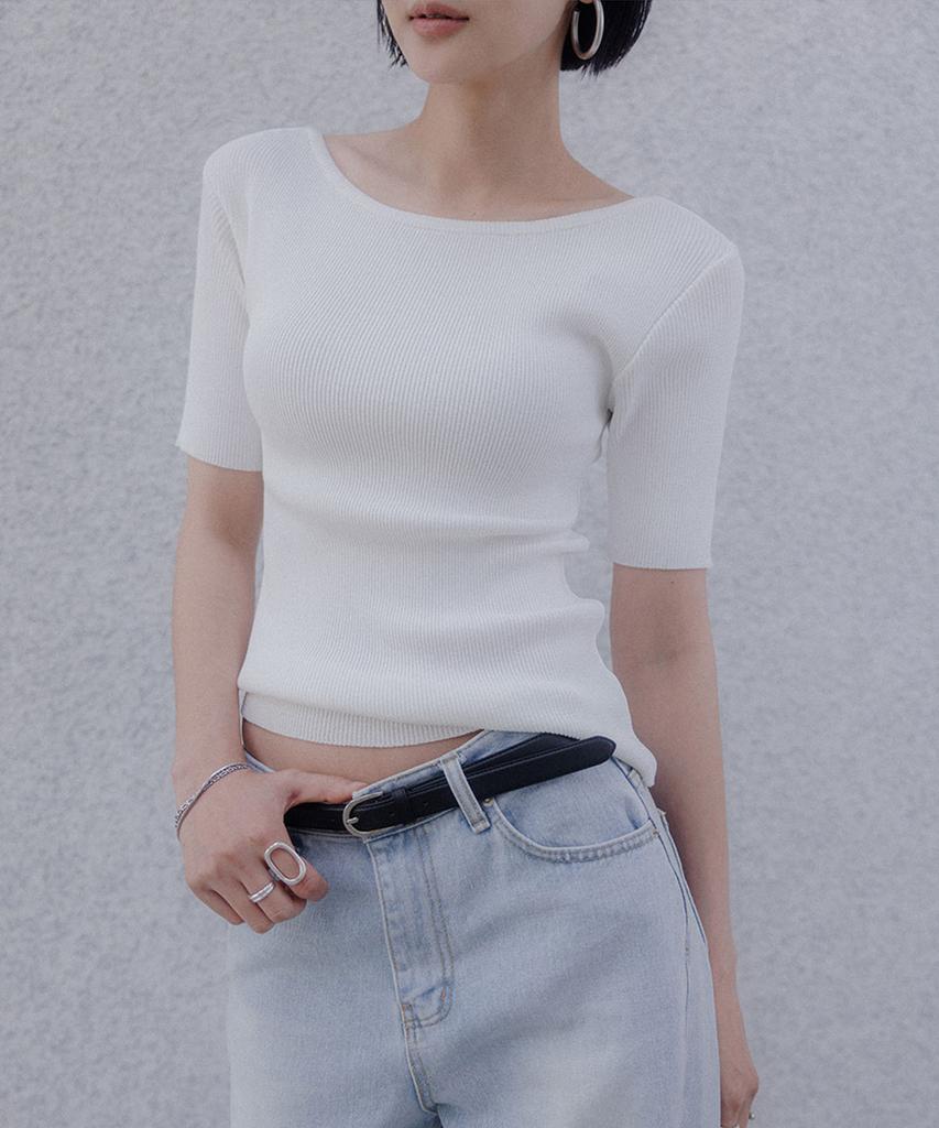 Memua Monet Boat Neck Half Sleeve Knit