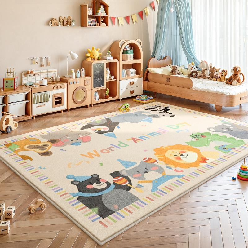 Decoración de Dormitorio Estilo Dibujos Animados Alfombra Grande Alfombras con Estampado de Animales para Sala de Estar Suave y Mullida Alfombrilla de Piso Infantil Alfombra de Felpa Espesa
