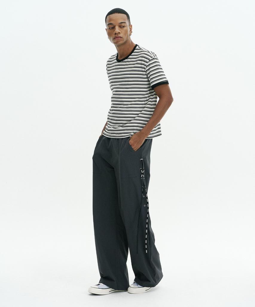 Keuleogsi Striped Ringer T-Shirt Black