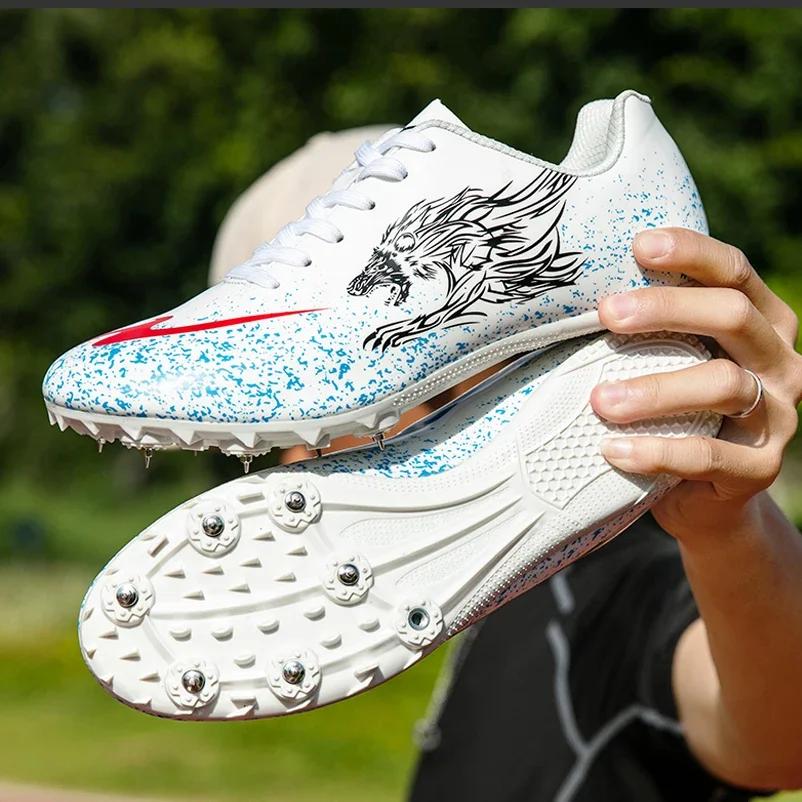 Track and Field Shoes Spikes Speed Running Sprint Sneakers LightWeight Soft Professional Athletic Long Jump Sport Shoes  New