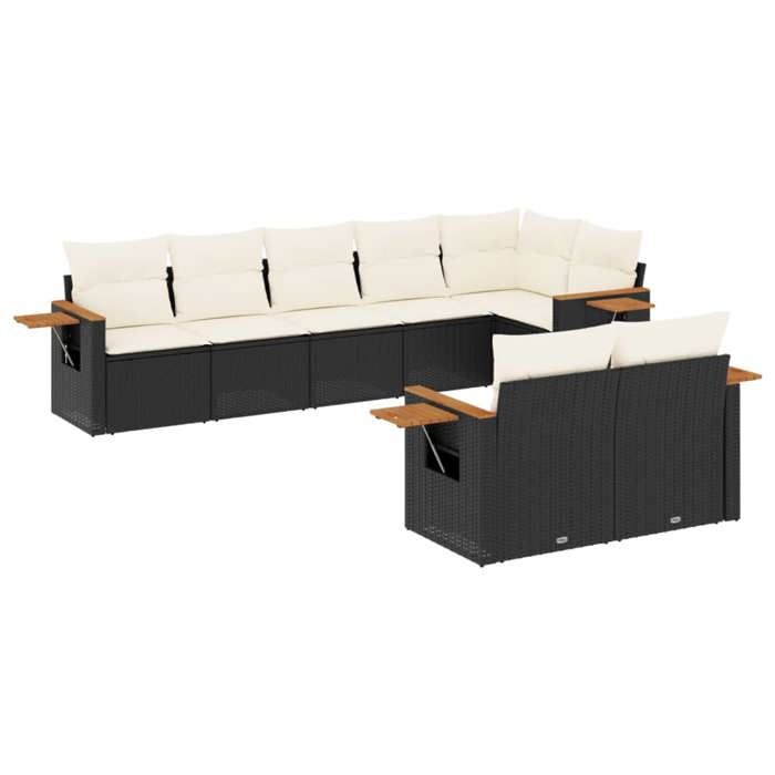 VidaXL Garden Lounge Set with Cushions 8 Pcs, Patio Sofas, Patio Furniture Set, Outdoor Furniture, Black 3259389
