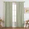 Blackout Bedroom Curtains: Green Linen Blend Bohemian Country-Style Thermal Insulated Shade Curtains, 132*213cm