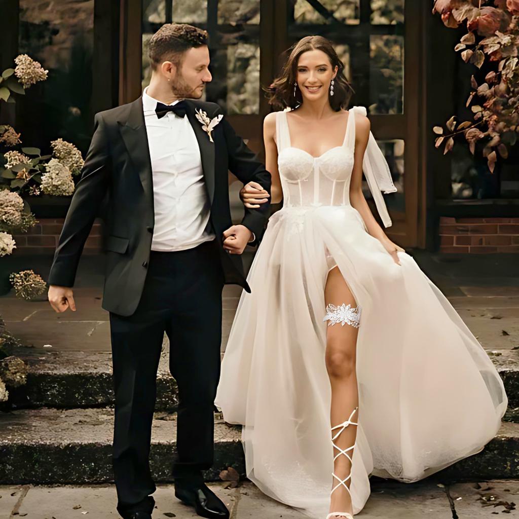 4pcs Elegant Lace Wedding Garter Set For Bride Comfortable And Soft Gift Bridal