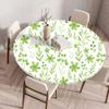 Plant Flower Patterns Round Tableclothes for Dining Table Fitted Table Protector Cover Elastic Edge Desk Decoration Waterproof