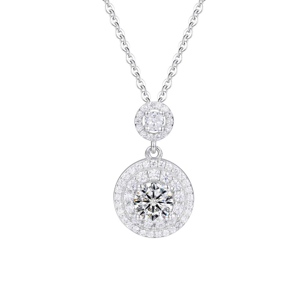 925 sterling silver round necklace women's exquisite full diamond pendant rich woman collarbone chain zircon neck jewelry niche jewelry