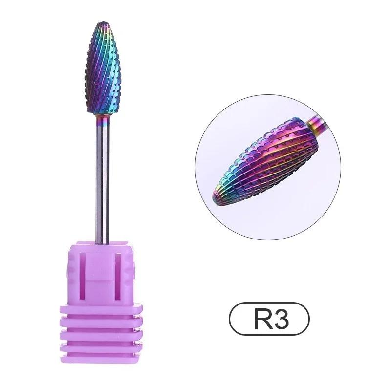 Brocas de Unha com Revestimento Arco-Íris Brocas de Metal Duro Brocas Rotativas Acessórios de Broca Manicures Ferramentas Elétricas de Beleza para Unhas