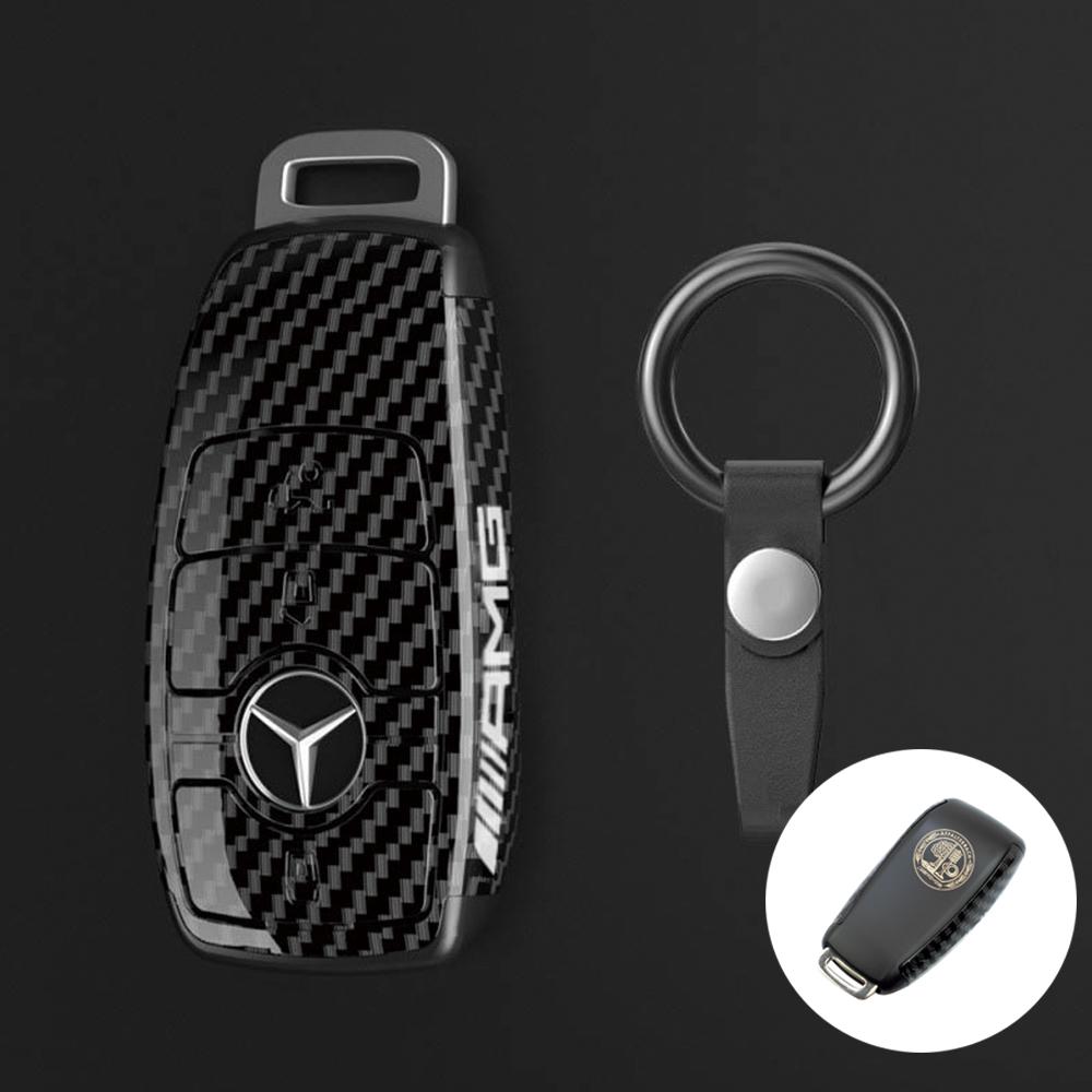 Neue PC Kohlefaser Autoschlüsselanhänger Für Mercedes Benz AMG A C E S G Klasse GLC CLE CLA GLS W205 Auto Schlüsselhülle Schlüsselanhänger Zubehör BD1