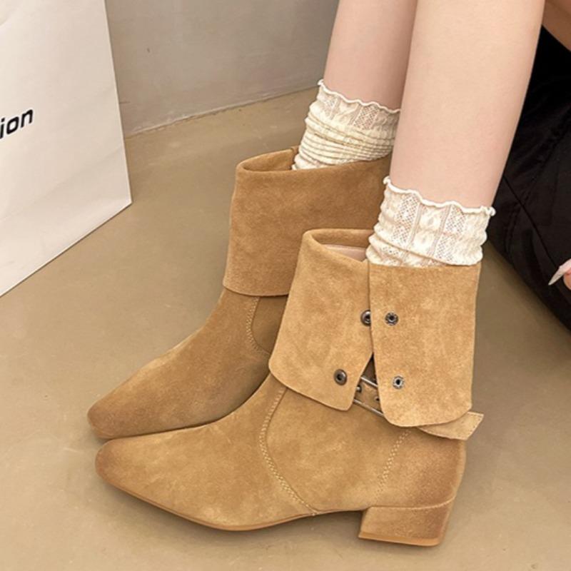 

Дизайнерские замшевые женские ботильоны на щиколотке, модные туфли на массивном каблуке, зимние новые туфли-лодочки на среднем каблуке, повседневные женские ботинки челси 40