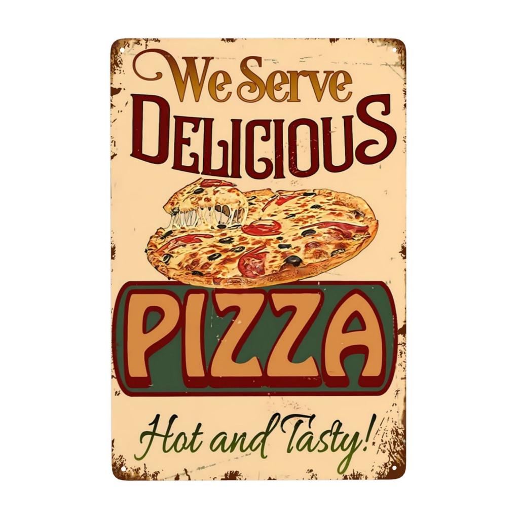 Vintage Pizza Metallschild Pepperoni Pizza Bestes der Stadt Schild Wanddeko für Zuhause Pub Café Club Kunstdekoration 8x12 Zoll