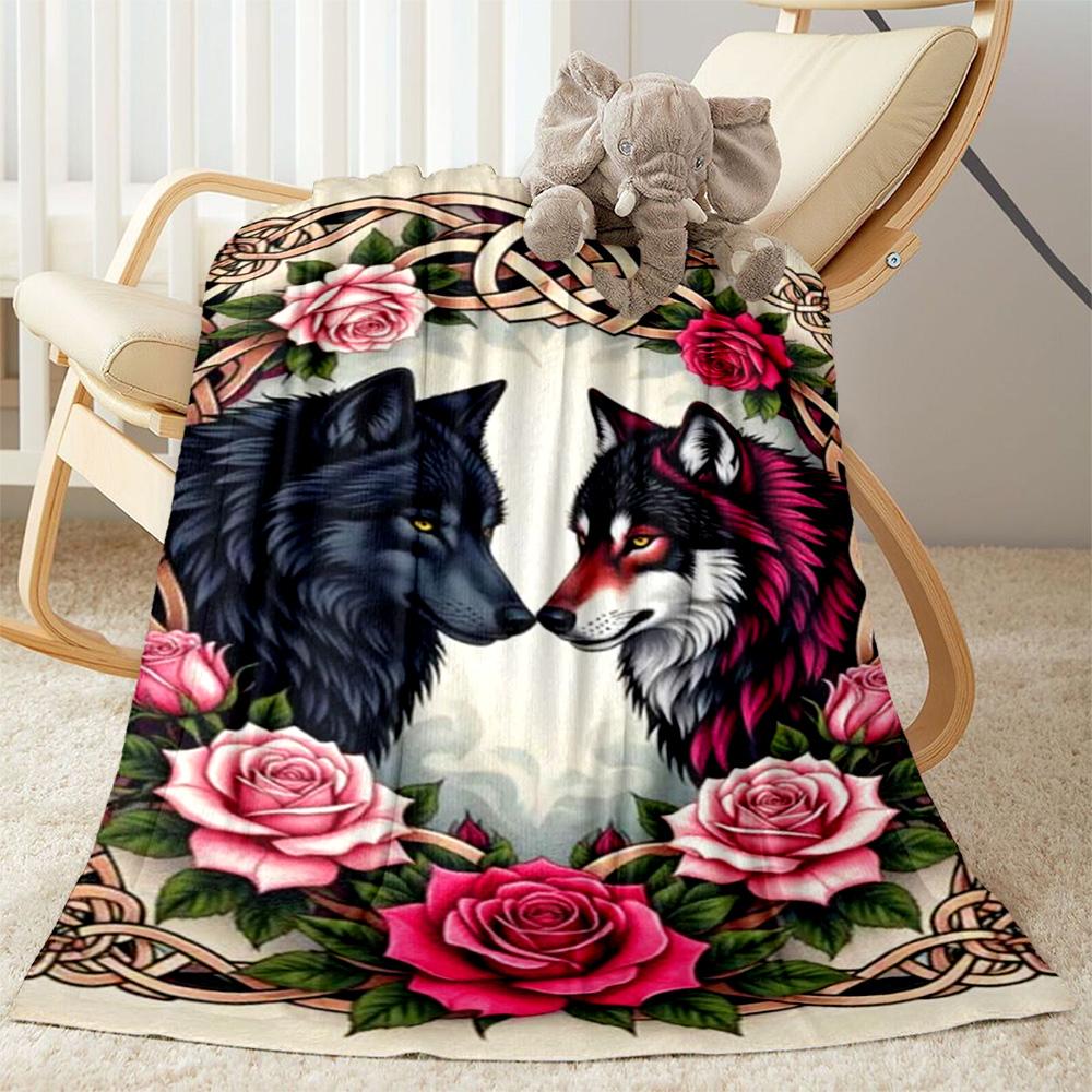 Wolf Moon Reflection Blanket,Suitable for sofas, offices, travel, living rooms, Gifts to relatives and friends, Blanket,Suitable for all seasons.