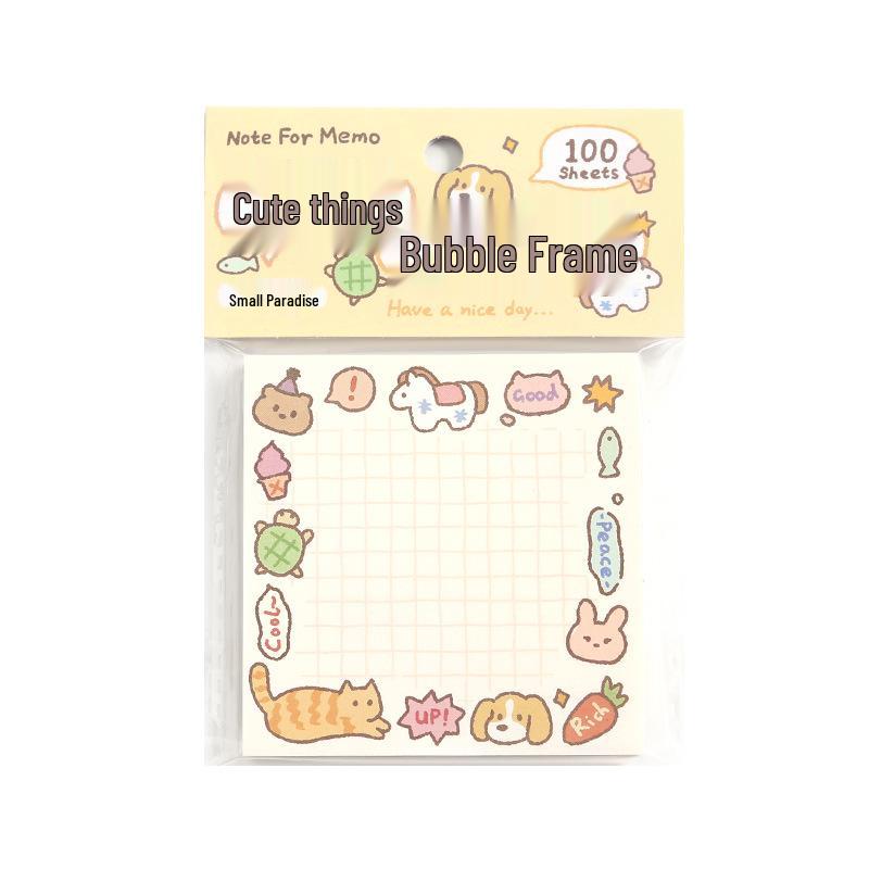Cute Character Bubble Frame Sticky Notes - Cartoon Fun Illustration for Journals