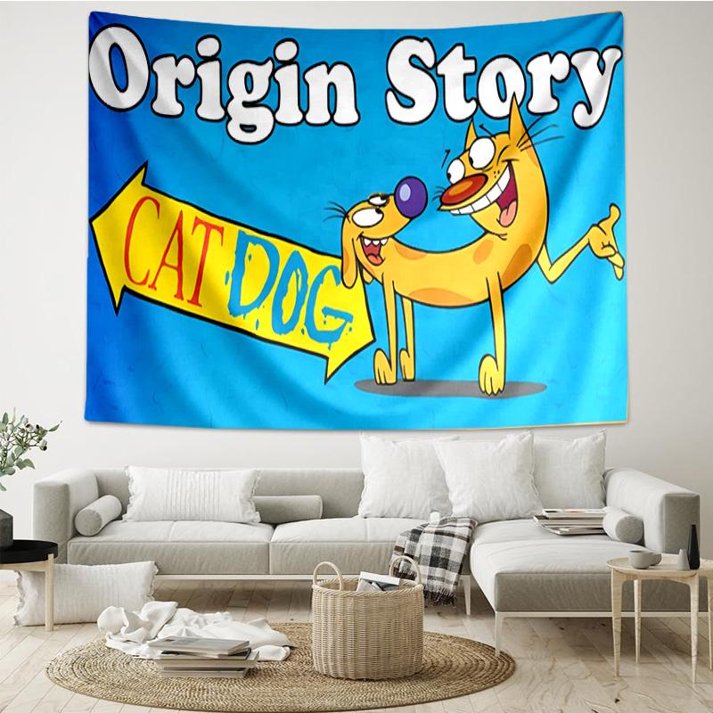Cat Dog Adventure Quick-Dry Tapestry Hanging for Bedroom,Livingroom, Playroom,Decor Art Room Wall Tapestry Holiday and Birthday Gifts