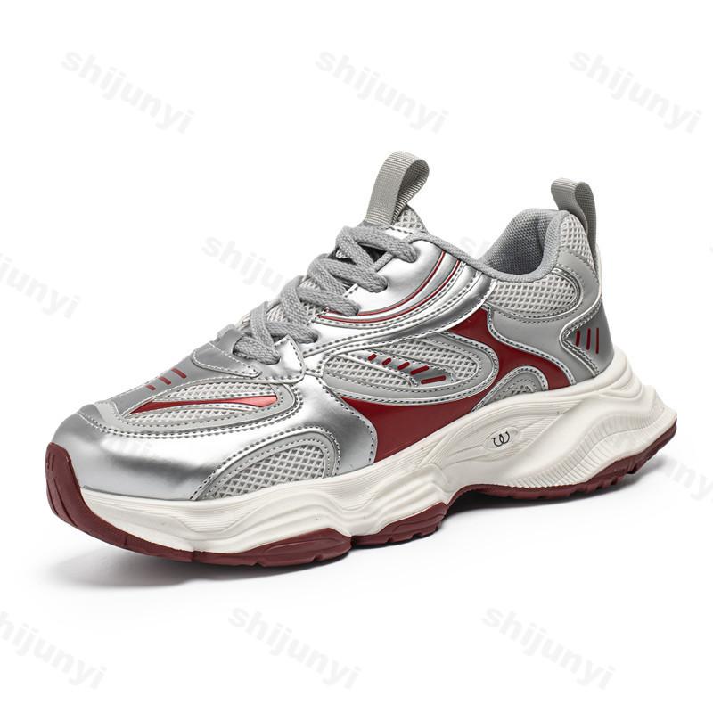 

Модная мужская повседневная обувь 2025 Лето Новый модный тренд Сетчатые спортивные туфли Дышащие Универсальные Толстая подошва Удобные Массивные кроссовки 39 красный