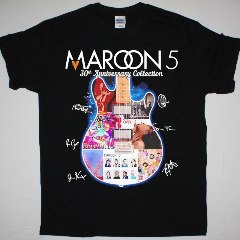Maroon 5 Pop Band 30th Anniversary Collection signatures shirt 20D1157 Unisex T-Shirt L