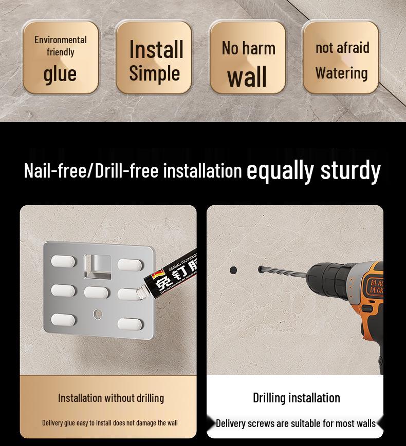 Wall-Mounted Knife & Utensil Holder with Punch-Free Multi-Functional Storage Rack