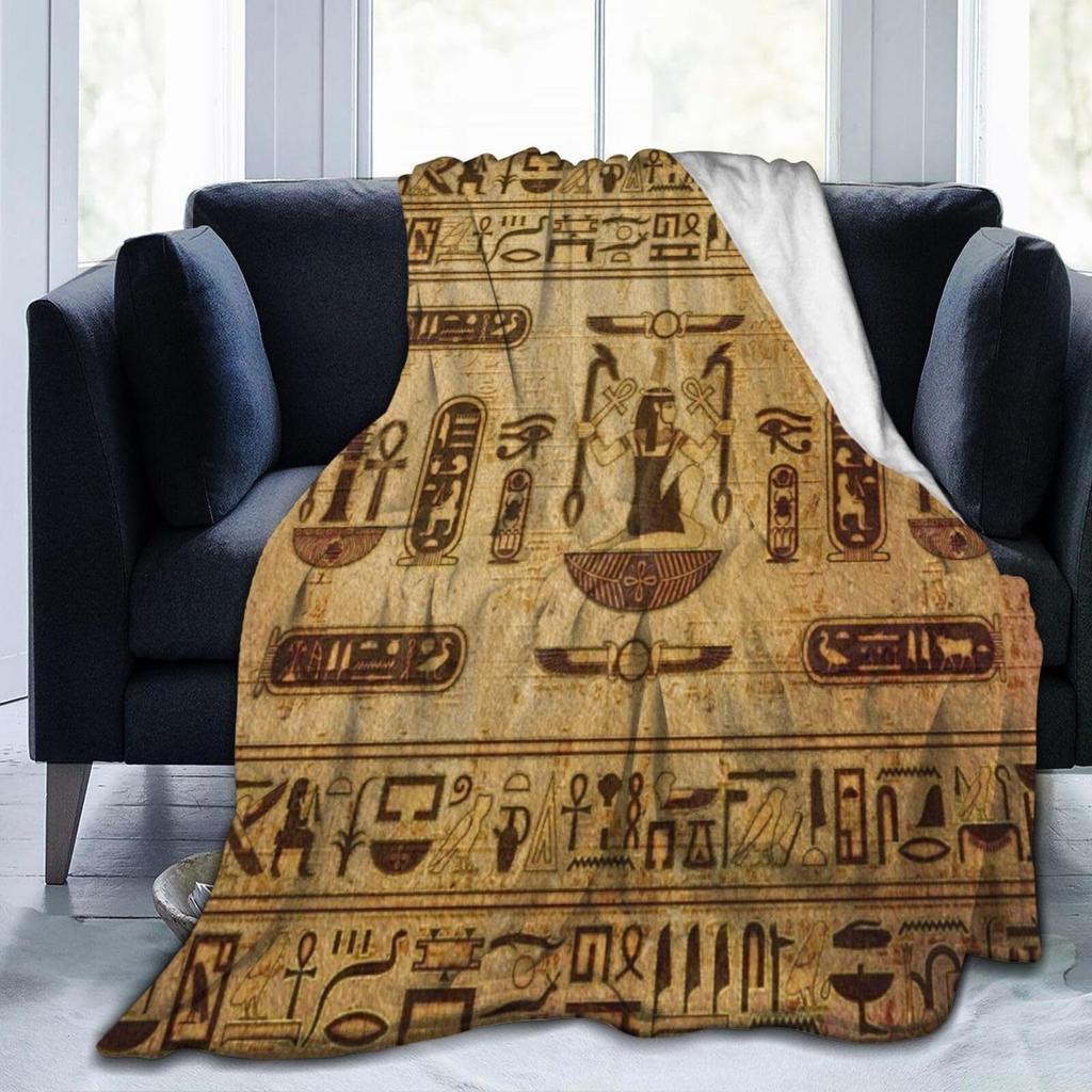 Ancient Egyptian mysterious symbols digital-printed polyester velvet flannel cover blanket Fleece soft cover blankets for beds