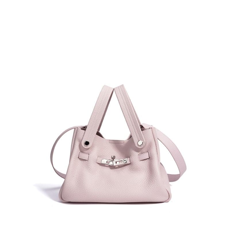 Top Layer Cowhide Leather Bag Female Niche Design Vegetable Basket Water Bucket Commuting Handbag Crossbody Manufacturer