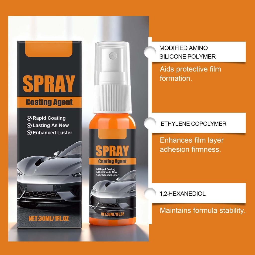 Car Coating Spray - Cleaning, Stain Removal, and Gloss Enhancement Spray for Car Exterior Coatings (30ml)