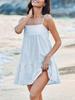 Women's Plaid A Line Mini Dress with Shoulder Straps Ruffle Hem and Side Pockets