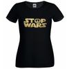 Unisexs Stop Wars Peace Symbol Pacifist Galaxy Wars Spoof Lady Fit Black TShirt