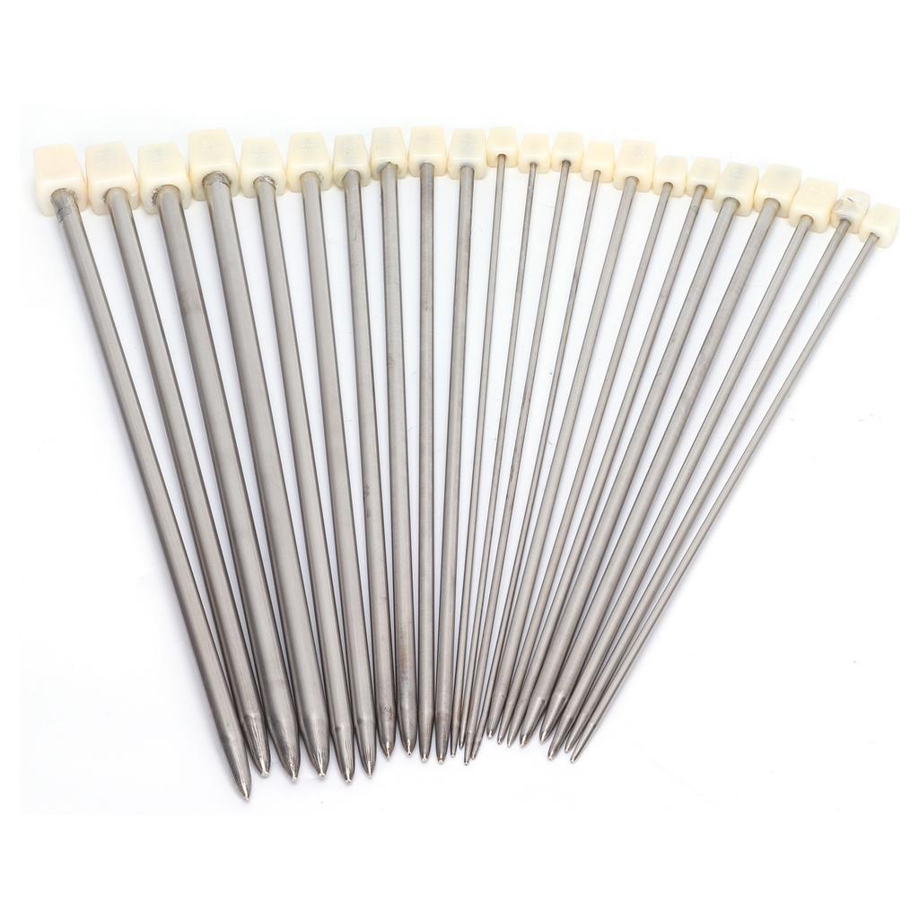 22ks Pletací jehlice Nerezová ocel Rovné Jednobodové Ručně vyráběné Nástroje pro pletení vlny(35 cm )