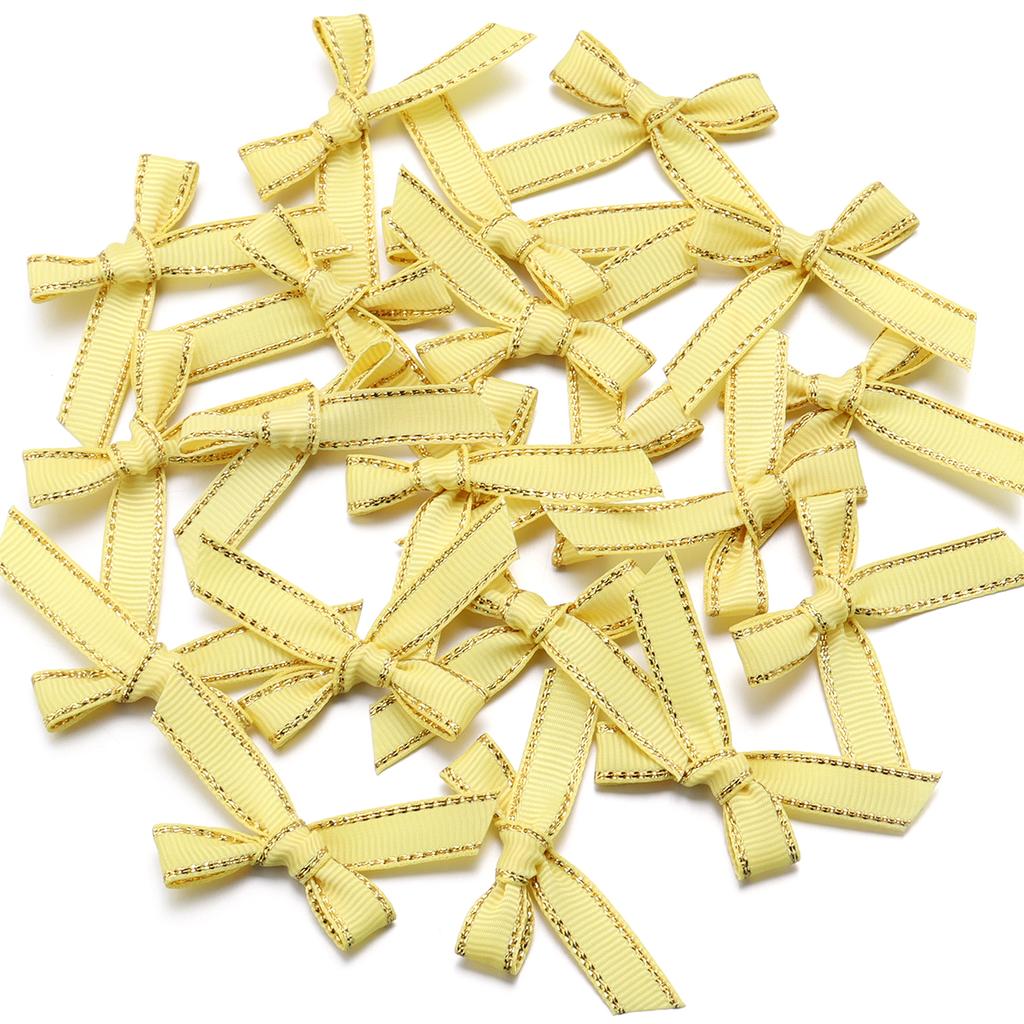 30pcs 4*5cm Polyester Satin Ribbon Bows Colourful Golden-edged Bowknots For Christmas Party DIY Clothing Headwear Gifts Decor