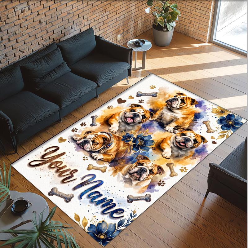 Valentine Love Theme Crystal Velvet Rug Personalized Custom Name Text Soft Floor Mat Home Decor