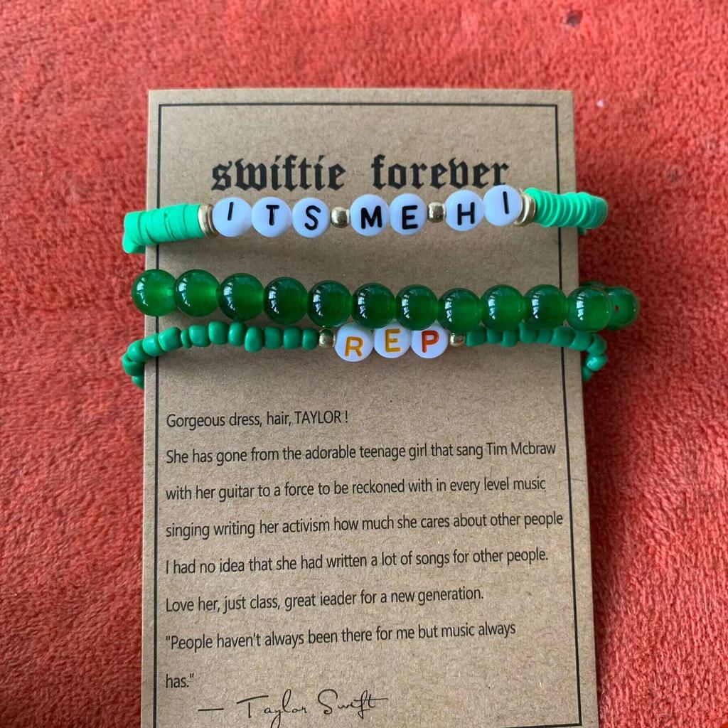 Taylor Swiftie Freundschaft Polymer Clay Armband Set mit englischem Buchstabenlogo