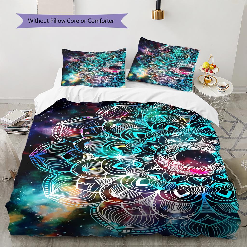 Mandala Pattern Bedding Quilt Set Quilt Cover Pillowcase Home Decoration Gift (1 * duvet cover + 2 * pillowcase, without core)