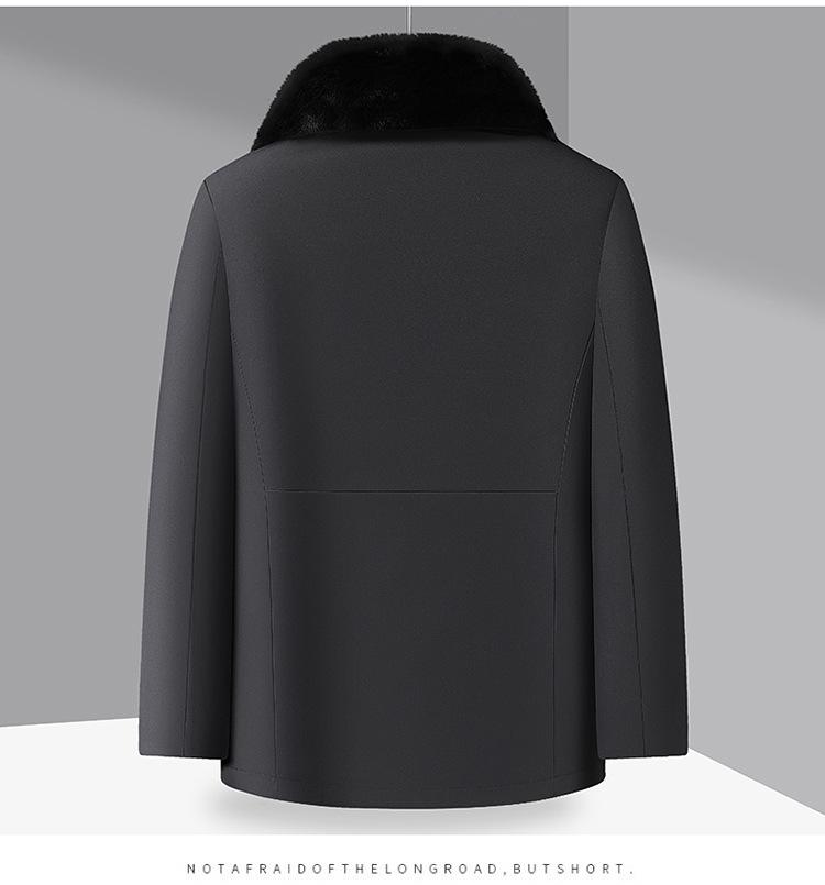 Men's Plus Size Business Casual Fleece-Lined Jacket with Detachable Fur Collar - 2025 Winter Collection