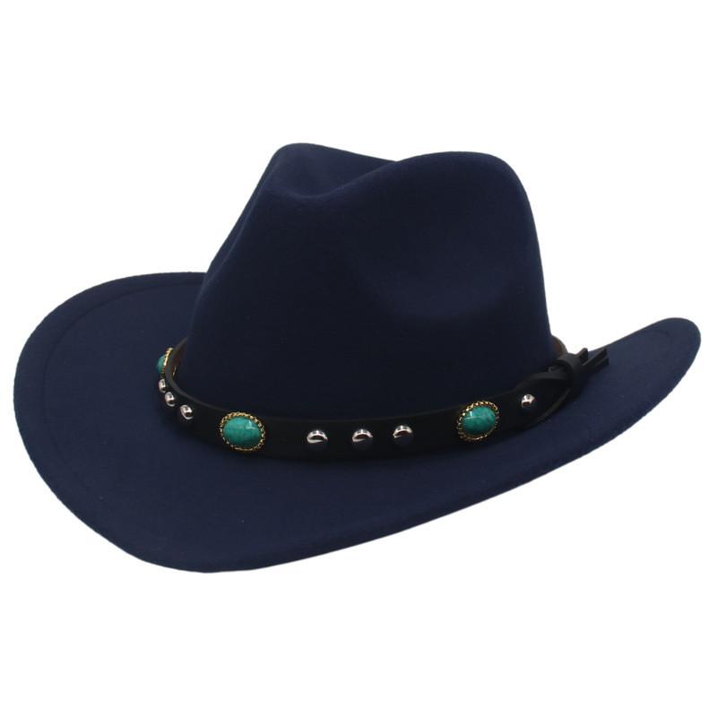 Ethnic Style Cowboy Hat With Brass Rivets For Winter Men Women