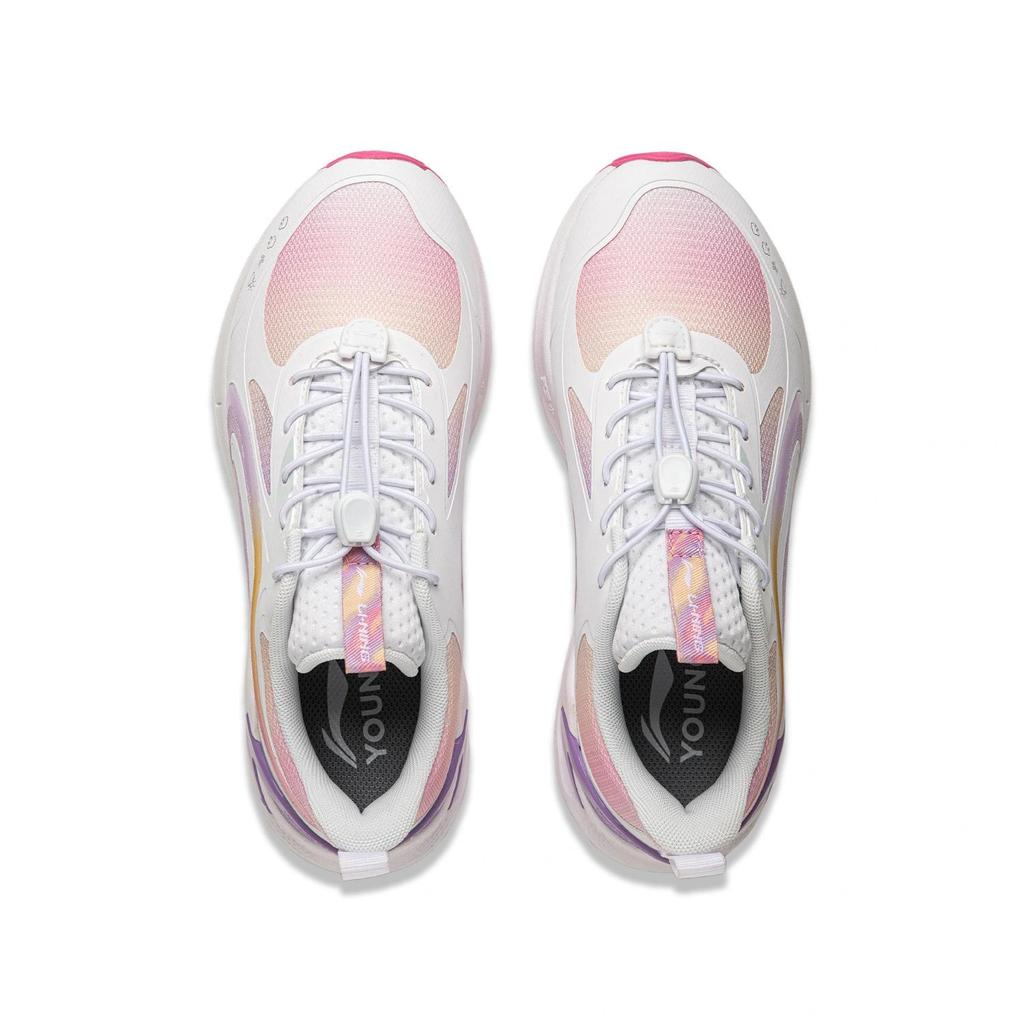 Li Ning Kids Running Shoes Comfortable Durable Casual Simple Kids sneaker Standard-White Peach-Blossom-Pink Light-Iris-Purple YKFU096-2
