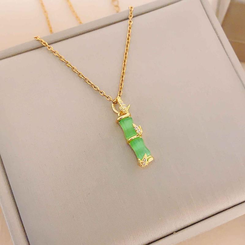 Bamboo Joint Pendant Necklace for Women Adjustable Chain Lightweight Comfortable Jewelry for Vacation Daily Wear