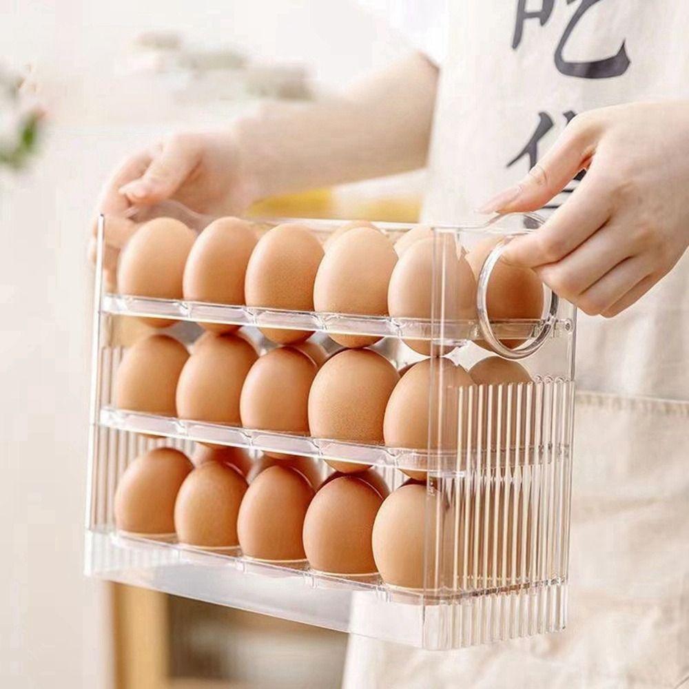Holder 30 Egg Cartons Space Saving Egg Storage Box Food Containers Refrigerator Organizer Egg Tray