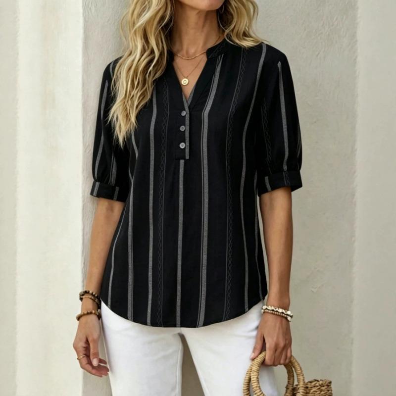 BITCED Women's Fashion Casual Short Sleeve V-Neck  Blouses & Shirts