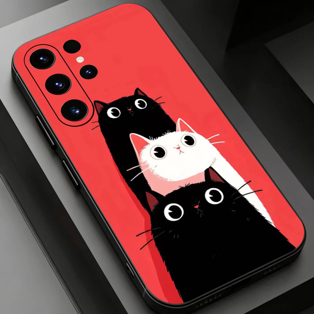 Schwarze Katze Handyhülle für Samsung Galaxy S24,25,26,23 22,21,S20 Plus Ultra FE weiche Hüllen