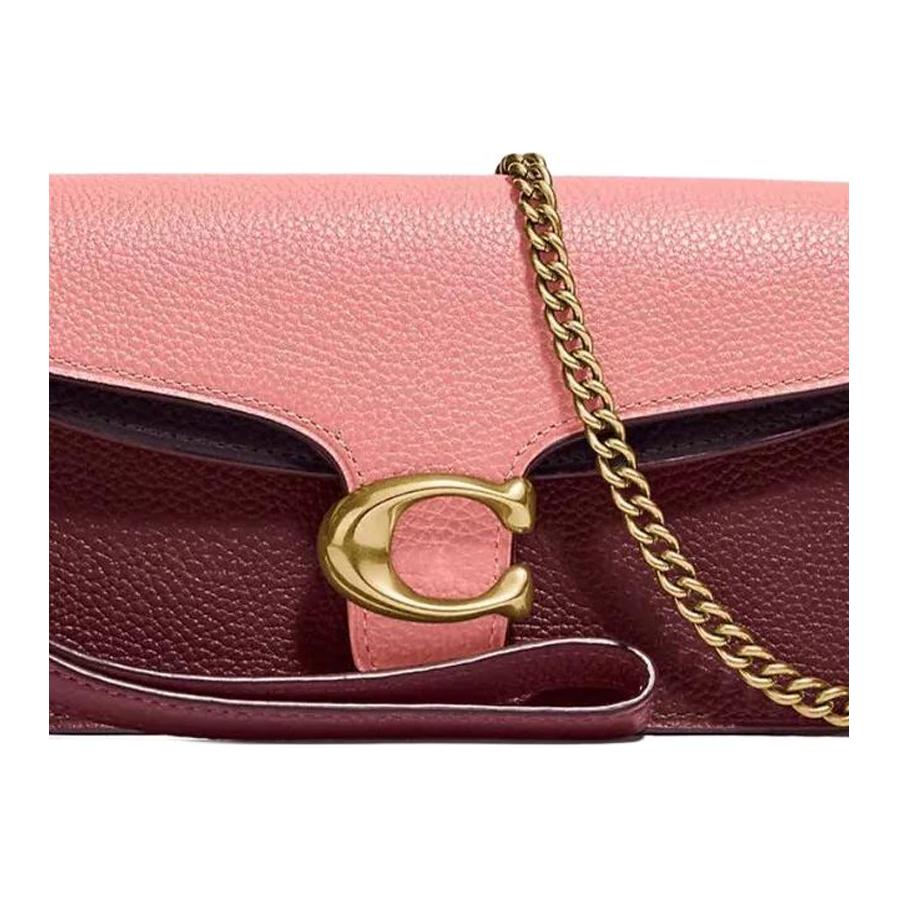 New COACH Tabby Leather One Shoulder Handbag, Crossbody Bag Mini Women's Macaroon Pink & Burgundy 76199-B4MZI
