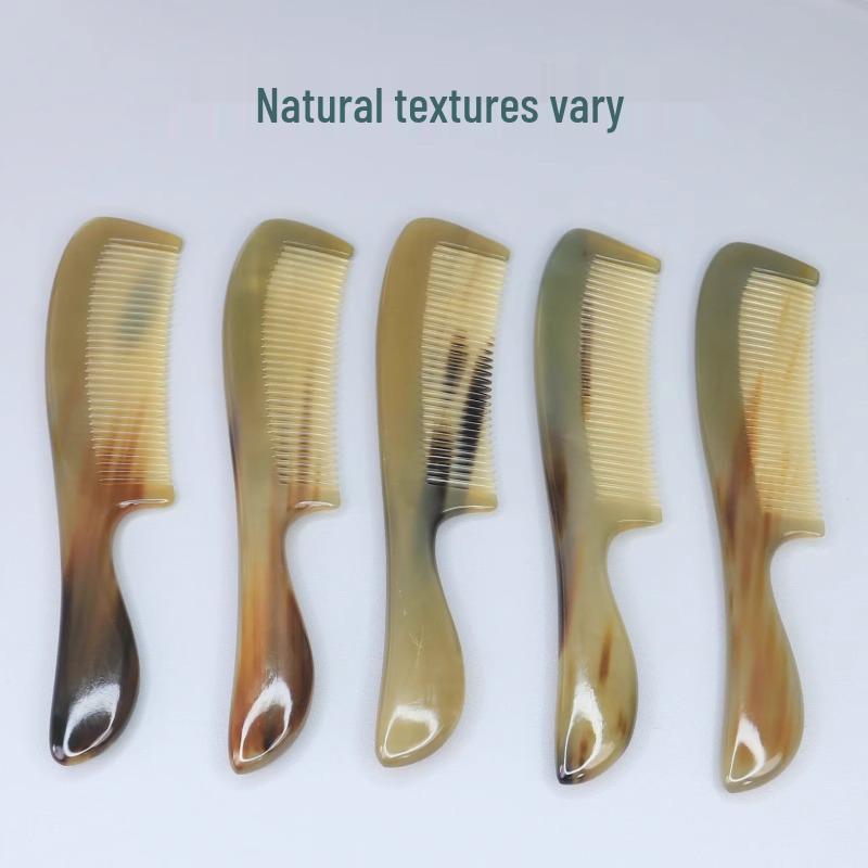 Premium Thick Tooth Cow Horn Hair Comb for Long Hair - Massage Comb Gift