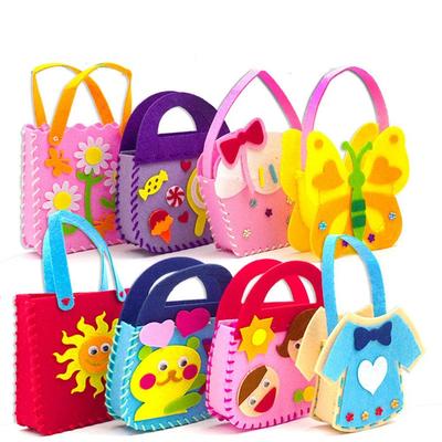 Mädchen kreative Materialien handgemachte DIY Tasche Vliesstoff Handtaschen Kindergarten Kinder handgenähte Taschen Lernspielzeug