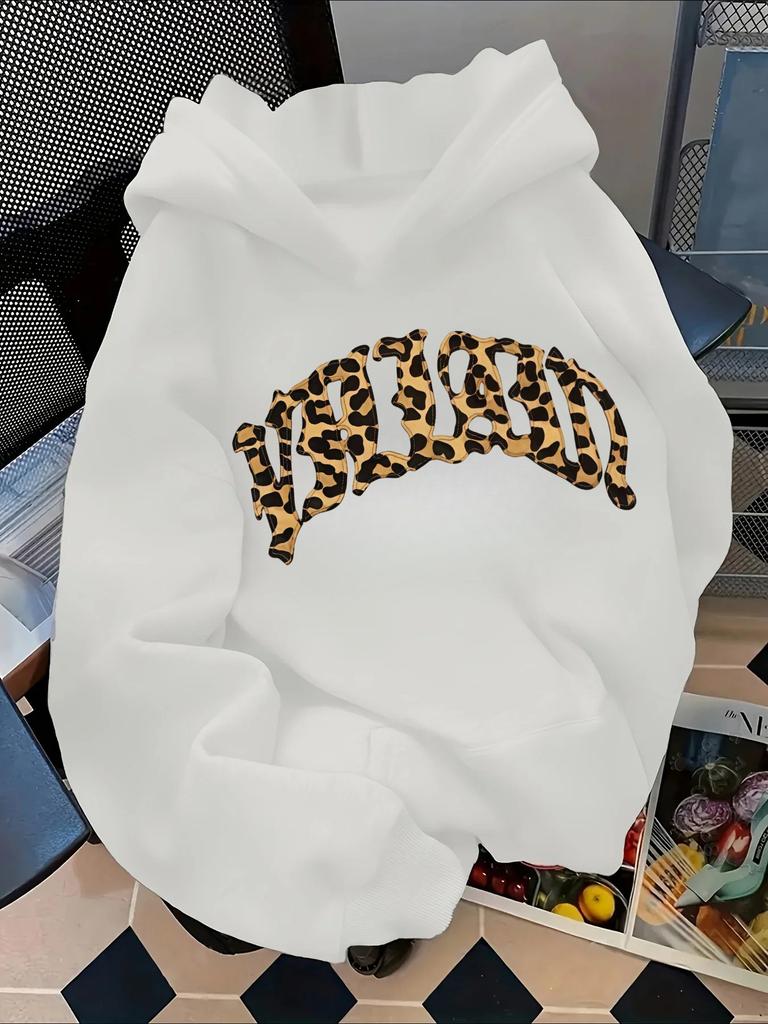 Autunno Americano Retrò Y2K alla Moda Uomo Casual Largo Felpa con Cappuccio Più Venduta Stampa Leopardo Coppia Taglia Grande Felpa con Cappuccio Sportiva