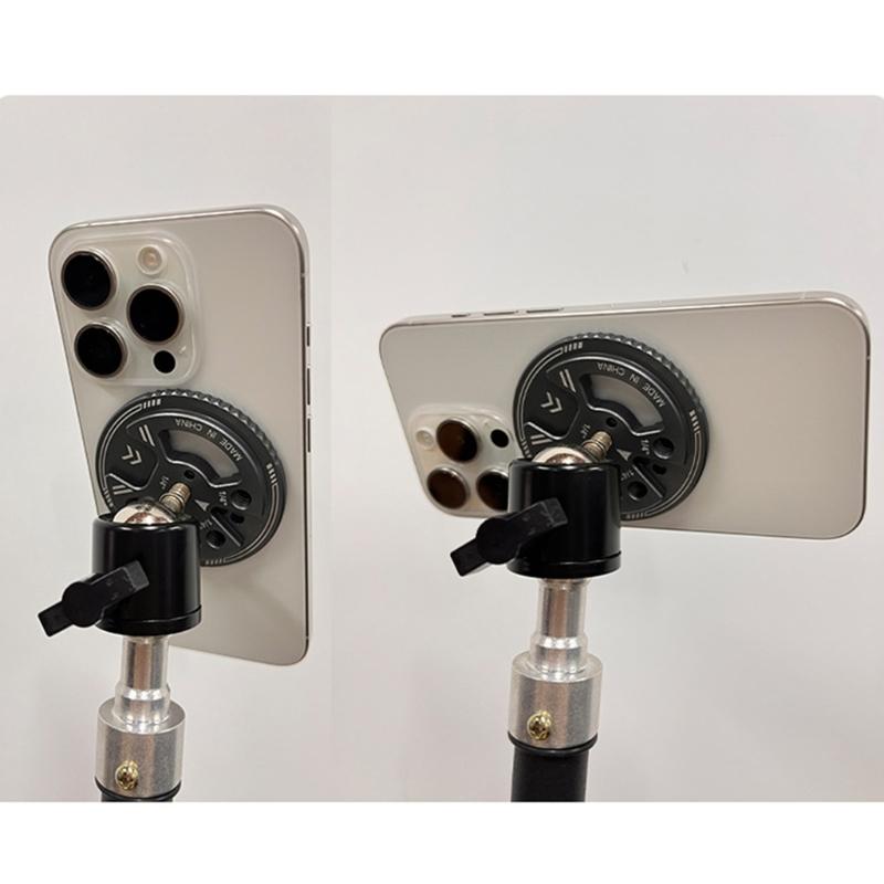 Magnetic Phone Mount Holder Bracket With 1/4 Screw For Tripod Camera Mount Live Streaming Video Recording Aluminum Alloy