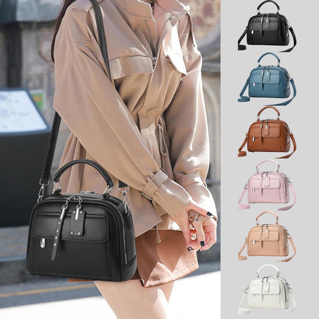 Welltude Women's Shoulder Bag, Handbag, Crossbody Bag, 2-Way, Freestanding, with Zipper (White)