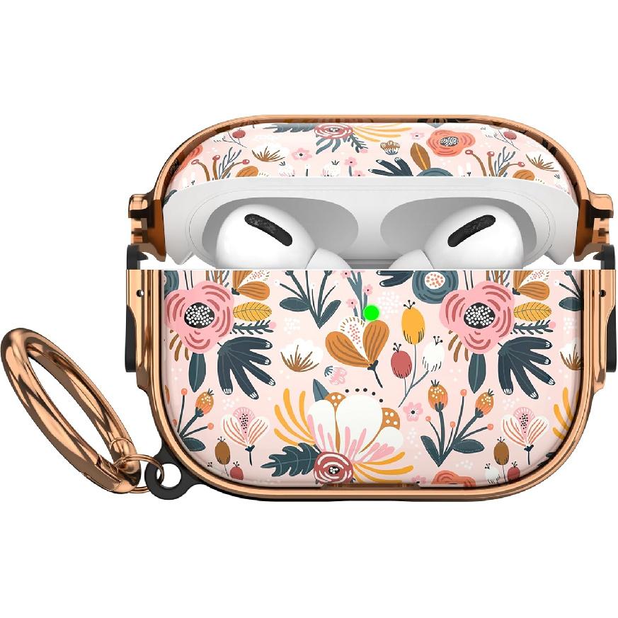 Maxjoy for AirPods Pro 3rd Generation Case with Lock, Flower AirPods Pro 3 Case Lock Protective Hard Cute AirPod Pro 3 Cover for Women Men with