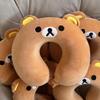 Rilakkuma Plush U Neck Pillow Soft Filling Travel Office Nap Airplane Trip Car Rest Cartoon Portable Sleeping Present