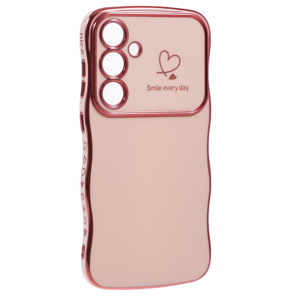 Etui na Samsunga Galaxy S24 FE z sercami, pokrowiec na telefon z TPU, ramka z falą, duże okienko