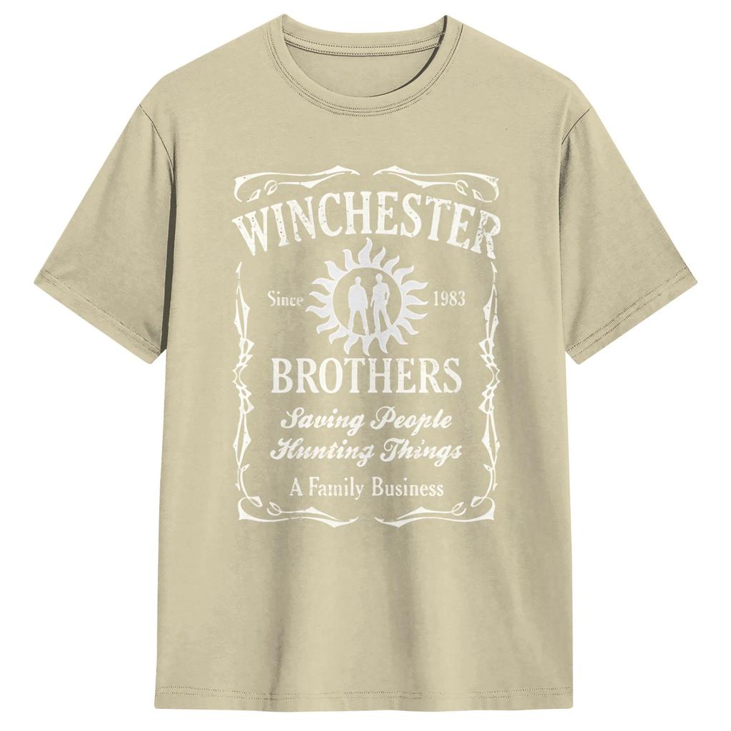 Men TShirts Supernatural Winchester Brothers Funny 100 Cotton Tees Short Sleeve T Shirts O Neck Clothing Party