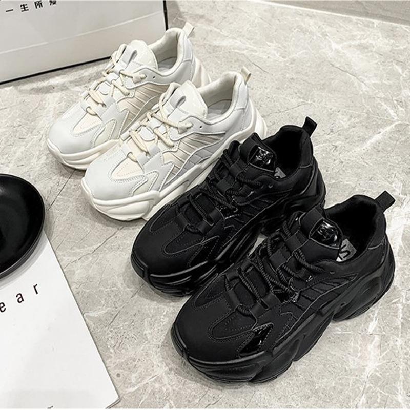 Women's New Sneakers 2024 Spring Autumn Fashion Thick Base Black Outdoors Sports Running Fitness Walking Shoes Luxury Designer